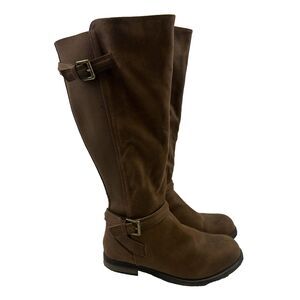 Lane Bryant Dream Cloud Faux Leather Casual Riding Boot Cognac Womens 9W Wide C